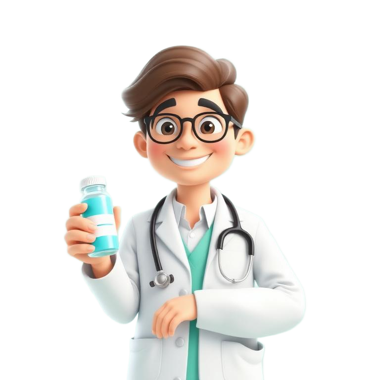 Friendly doctor holding medicine